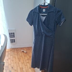 Chic Navy Patterned Midi Dress